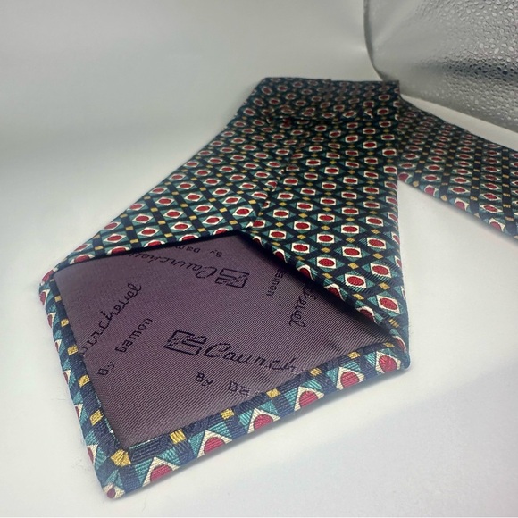 Courchevel By Damon Geometric Patterned Silk Hand Made Classic Tie - Picture 4 of 6